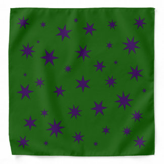Stars - Purple on Green Bandana