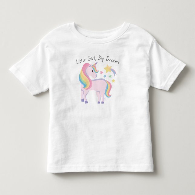 Stars & Rainbow Magical Unicorn Birthday Message Toddler T-shirt (Front)