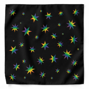 Stars - Rainbow on Black Bandana