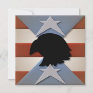 Stars Red Blue Flag Eagle Silhouette Invitation