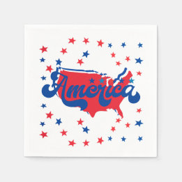 Stars Red White and Blue America Napkins