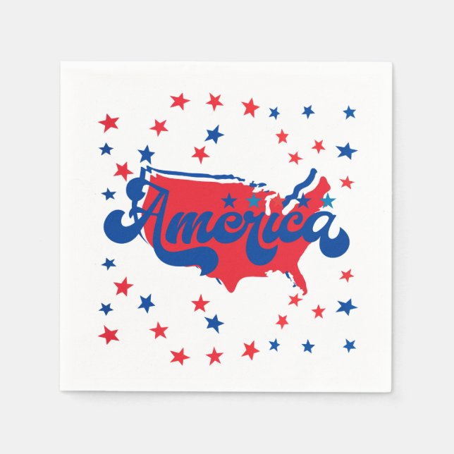 Stars Red White and Blue America Napkins (Front)