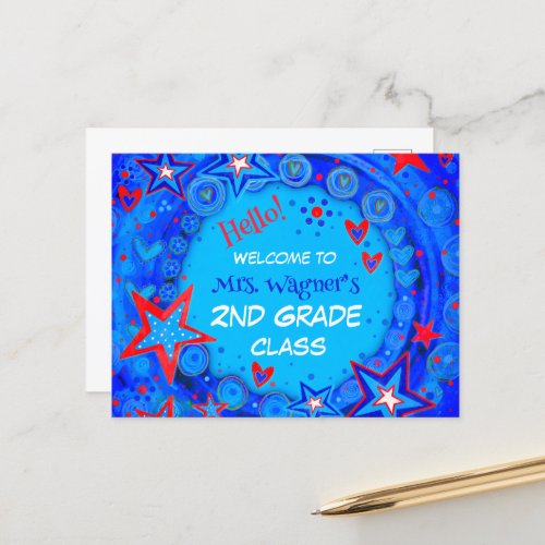 Stars Red White Blue Back To School Student Holiday Postcard
