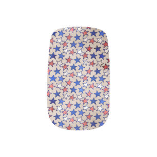 Stars Red White Blue Pattern Trendy Stylish Minx Nail Art
