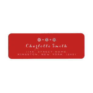 Stars Red White Gray RSVP Return Address Label