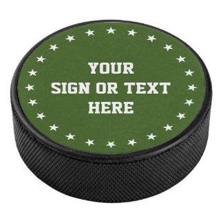 Stars Ring white + your color, sign or text Hockey Puck
