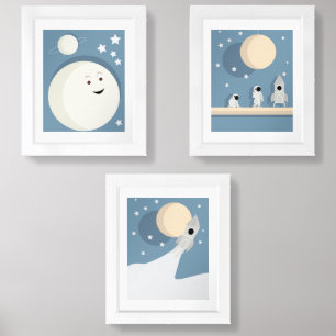 Stars Rocket Moon Astronaut Outer Space Wall Art Sets