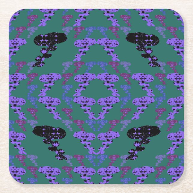 Stars Roses Square Paper Coaster (Front)