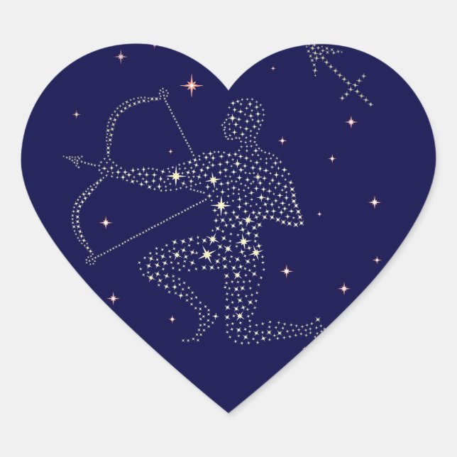 stars sagittarius heart sticker (Front)