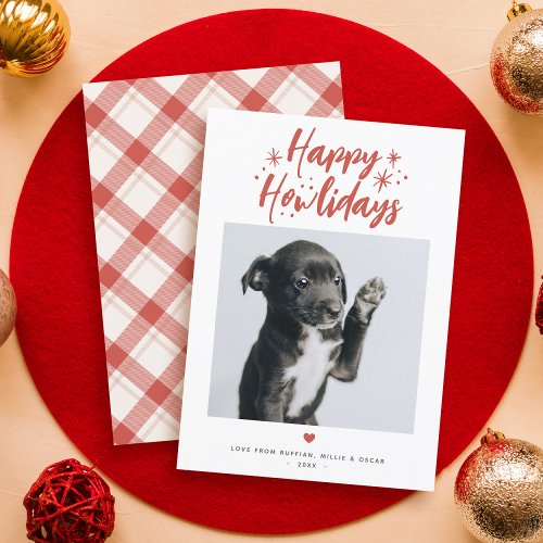 Stars  Script Happy Howlidays Pet Photo Christmas Holiday Card