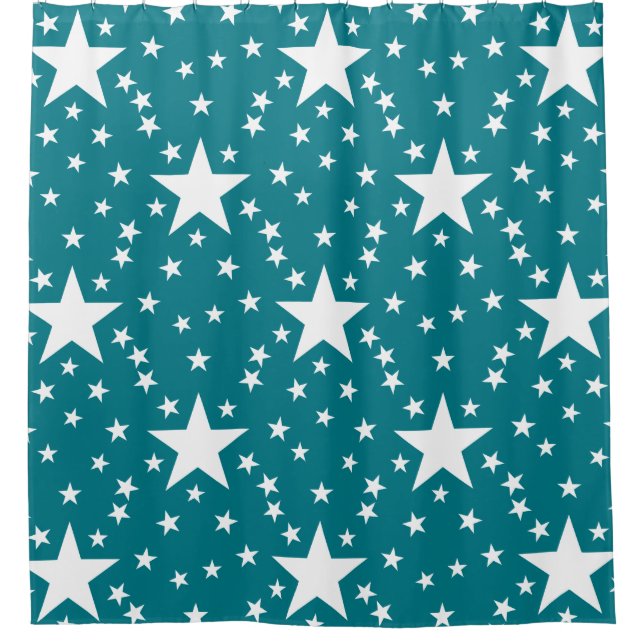 Stars seamless pattern white + your backgr. & idea shower curtain (Front)