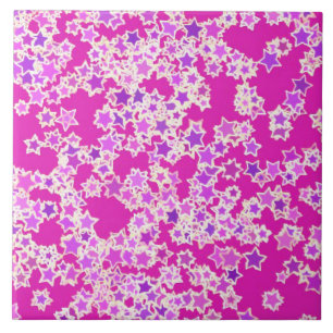 Stars, shades of lilac against magenta ceramic tile