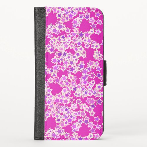 Stars shades of lilac against magenta iPhone x wallet case