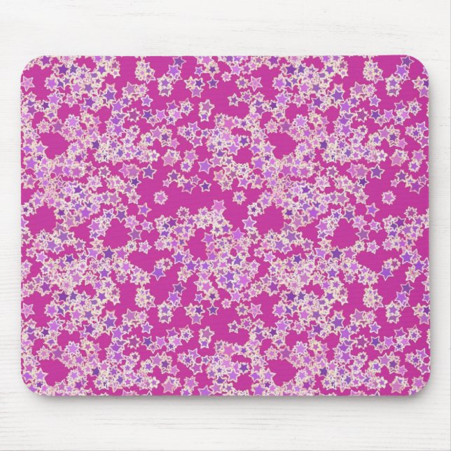 Stars, shades of lilac against magenta mouse pad (Front)