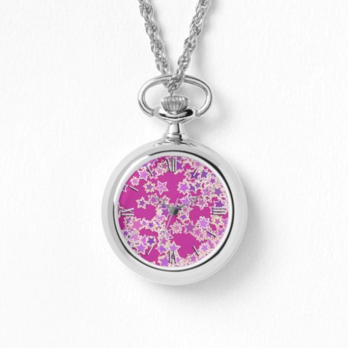 Stars shades of lilac against magenta watch