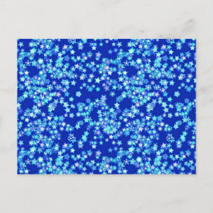 Stars, shades of pale blue against dark blue postcard