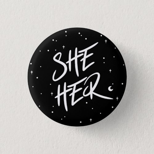 Stars SheHer Pronouns  Button