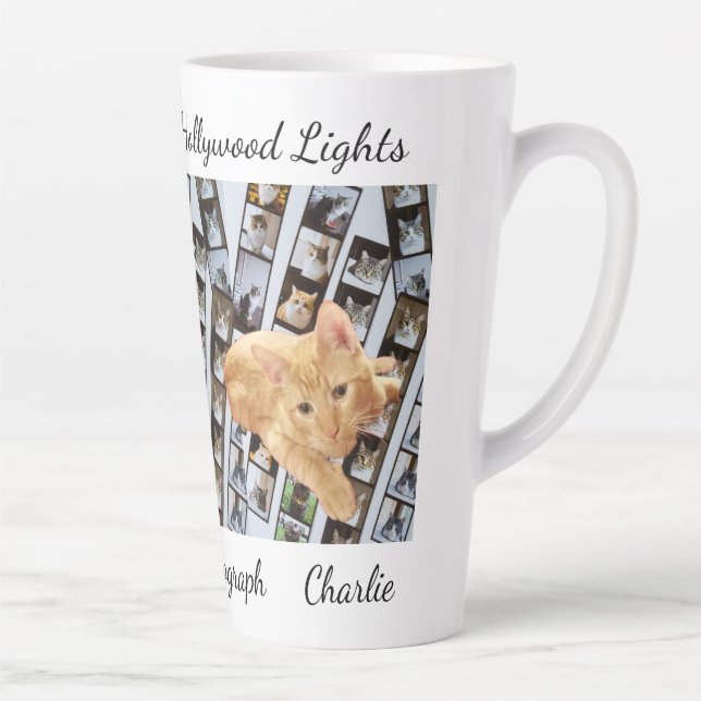 Stars Shining Hollywood Cats Photo & Pattern, Mug (Right)
