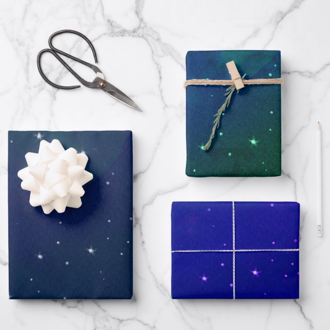 Stars Shining in the Night Wrapping Paper Sheets (Front)