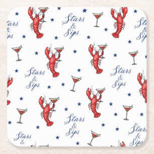 Stars & Sips America 250 Coastal Summer Square Paper Coaster