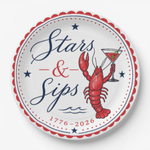 Stars & Sips Fourth of July America 250th Paper Plates