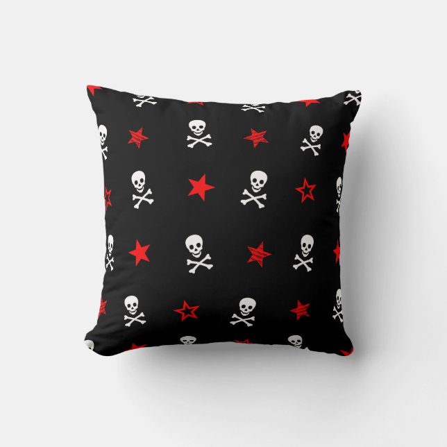 Stars, Skulls and Crossbones Throw Pillow (Front)