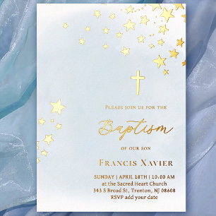 stars sky   Baptism  Foil Invitation