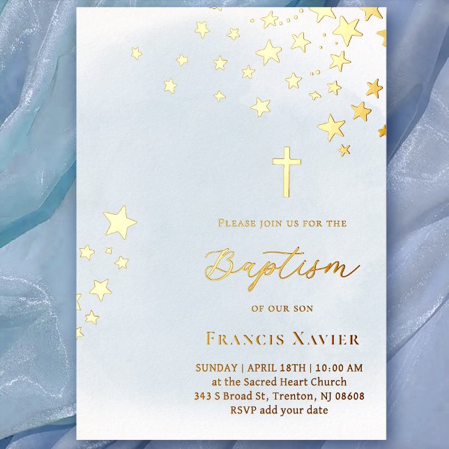 stars sky | Baptism  Foil Invitation (Creator Uploaded)
