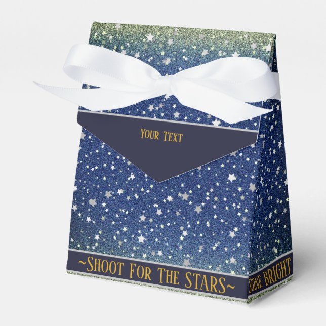Stars Sky Blue Galaxy Magic Party Favor Boxes (Front Side)