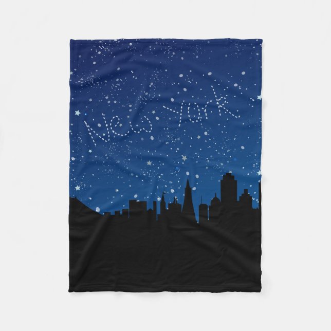 Stars, Skyline, New York Fleece Blanket (Front)