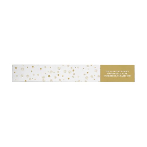 Stars  Snowflakes  Gold Holiday Label