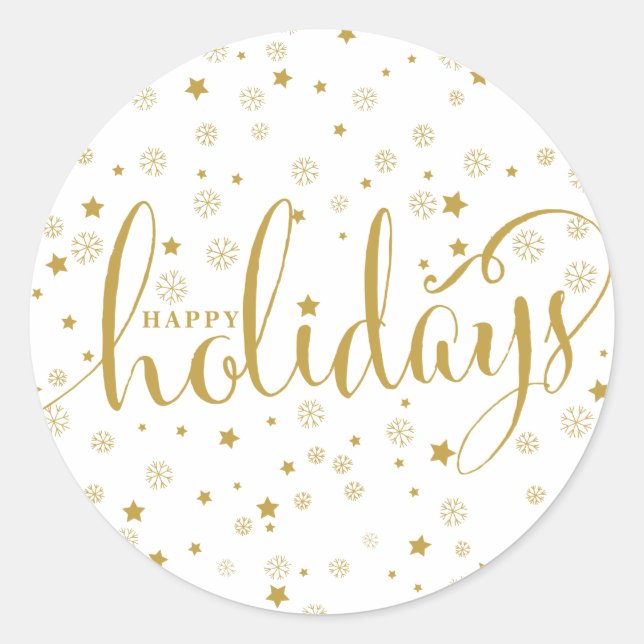 Stars & Snowflakes Happy Holidays Sticker (Front)