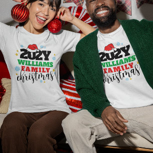 Stars Snowflakes Santa Hat Year Family Christmas T-Shirt