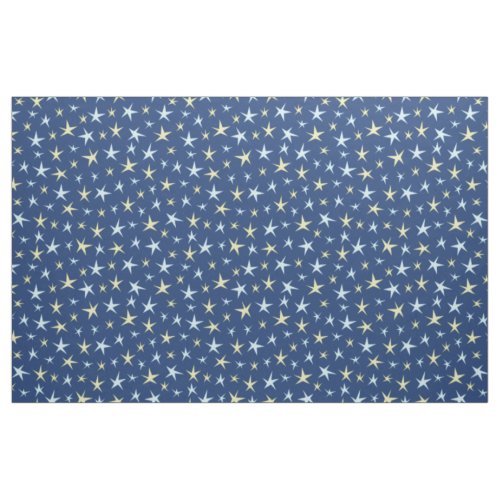 Stars Space Pattern Retro 1960s Geometric Blue Fabric