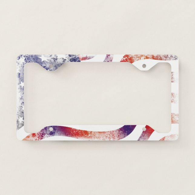Stars &  Spangled US American Flag. License Plate Frame (Front)