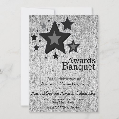 Stars Sparkle Silver Business Event Party Invite