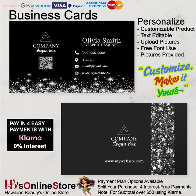 Stars & Sparkles QR Code Business Cards of 100 (Stars & Sparkles QR Code Business Cards of 100.)
