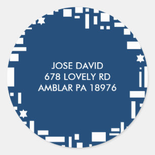 Stars & Squares REPLY RETURN ADDRES sticker seal