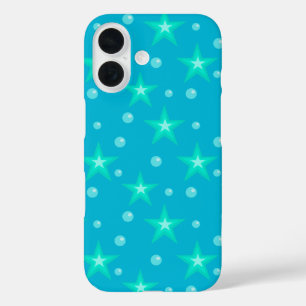 Stars Starry Bubbles Blue Mermaid Fantasy Nautical iPhone 16 Case