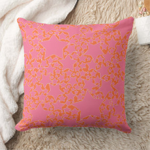Stars, Stars, Stars in Pink and Orange Throw Pillow