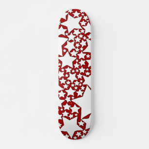 Stars, Stars, Stars in Red and White Skateboard