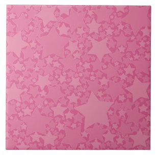 Stars, Stars, Stars - Pink Ceramic Tile