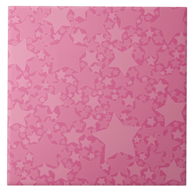 Stars, Stars, Stars - Pink Ceramic Tile (Front)