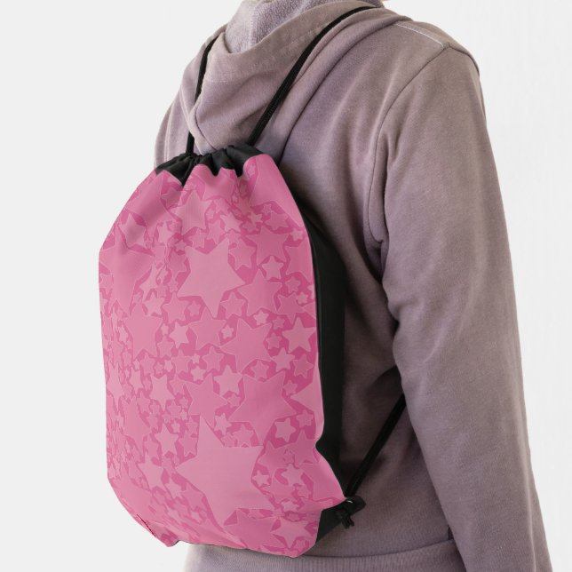 Stars, Stars, Stars - Pink Drawstring Bag (Insitu)