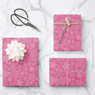 Stars, Stars, Stars - Pink Wrapping Paper Sheets