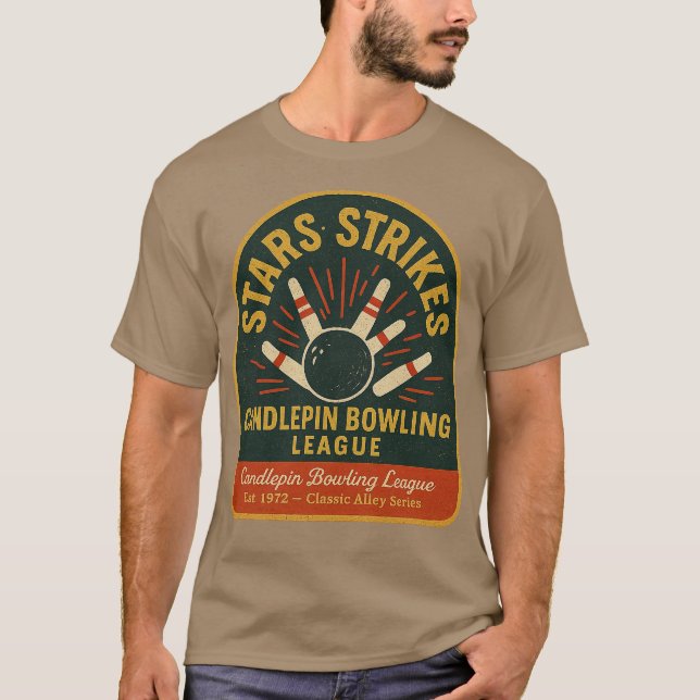 Stars & Strikes Vintage Candlepin Bowling T-Shirt (Front)