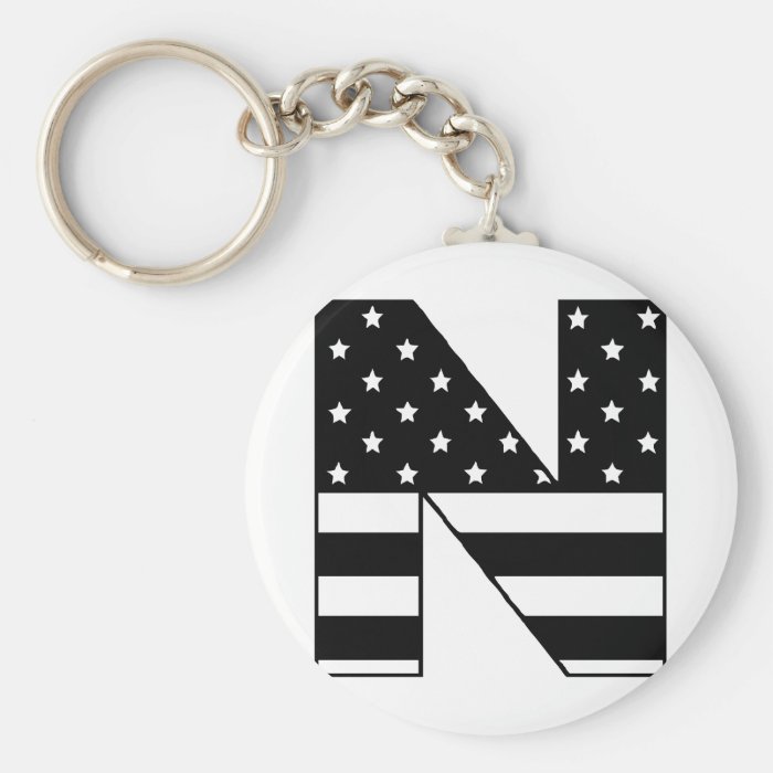 stars stripe letter N Key Chain