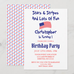 Stars & Stripes 1st Birthday Invitation