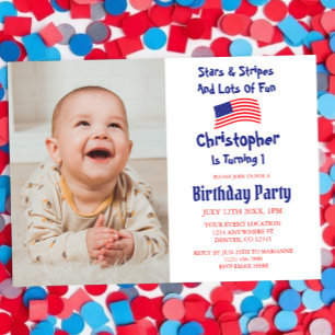 Stars & Stripes 1st Birthday Invitation