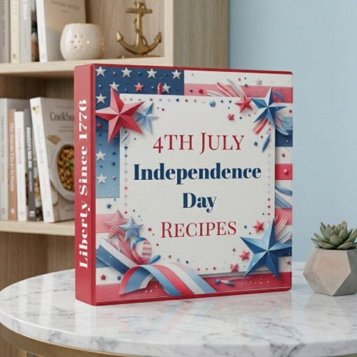 Stars & Stripes 4th July Independence Day Recipes  3 Ring Binder